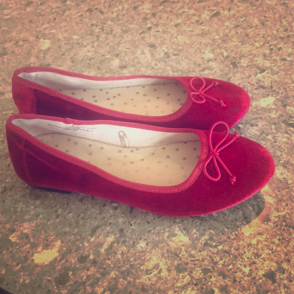 Cat & Jack Flats Girls size 3 wit bow ties